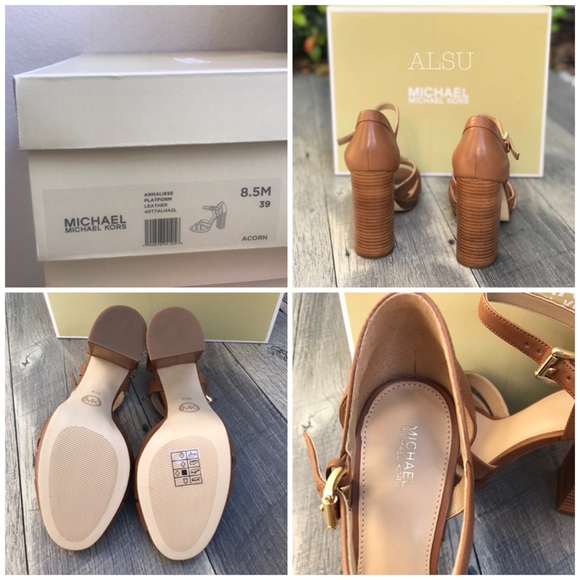 MichaelKors Annalise Platform Leather Acorn BrownW - Picture 8 of 8